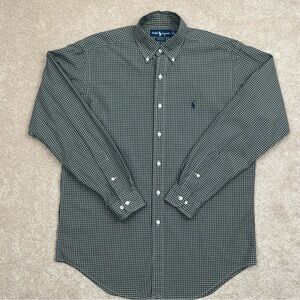 Ralph Lauren Shirt Adult 15 1/2 Neck Green Button Up Check Business Casual Men